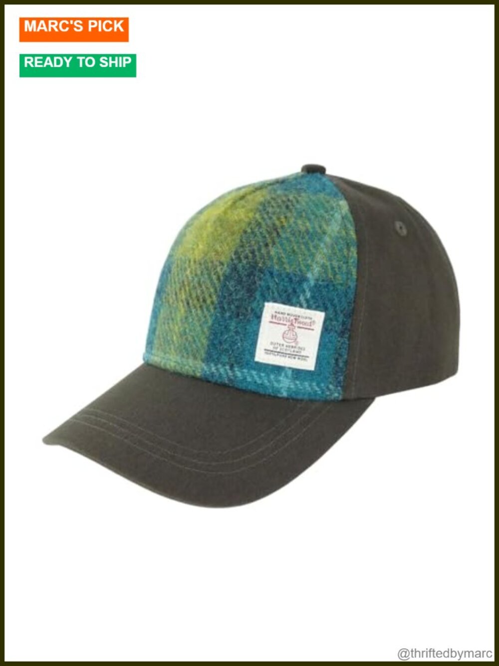 Wool Harris Tweed Baseball Cap Handcrafted Tartan Breathable